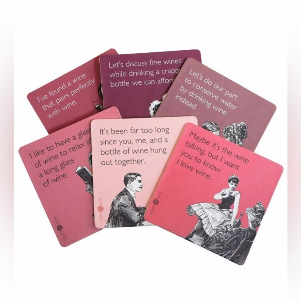 New wine themed someecards novelty fun coasters assorted pack-6
